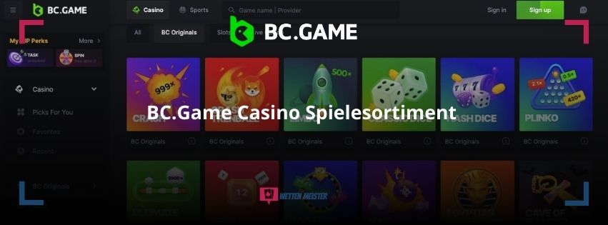 BC.Game Casino Spielesortiment 