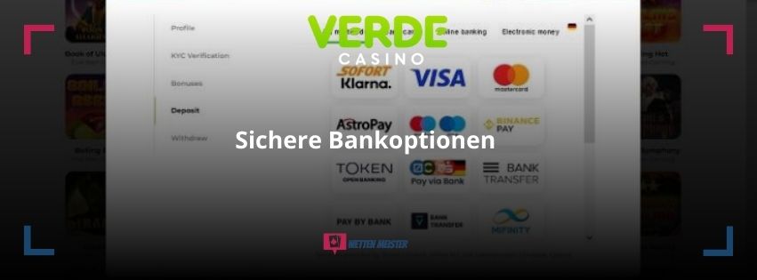 Sichere Bankoptionen Verde casino
